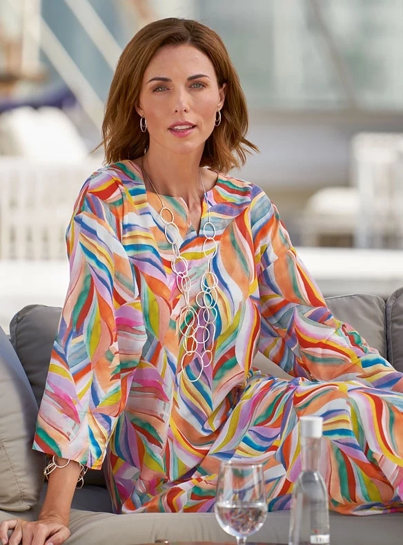 Kaftan aus Baumwolle und Seide