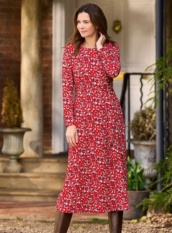 Jerseykleid mit Bindegürtel