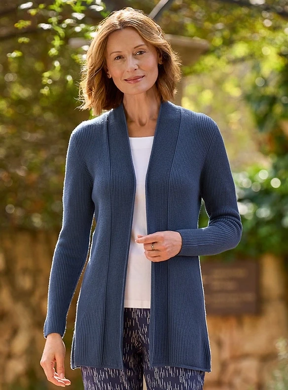 Gerippter Merinocardigan