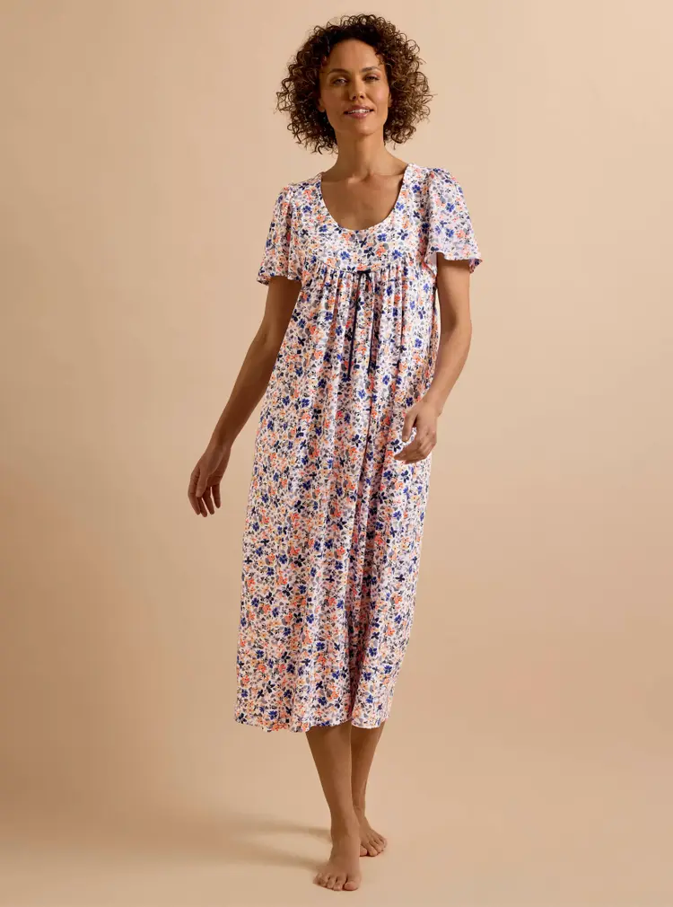 Nachtkleid aus Jersey mit kurzen Ärmeln