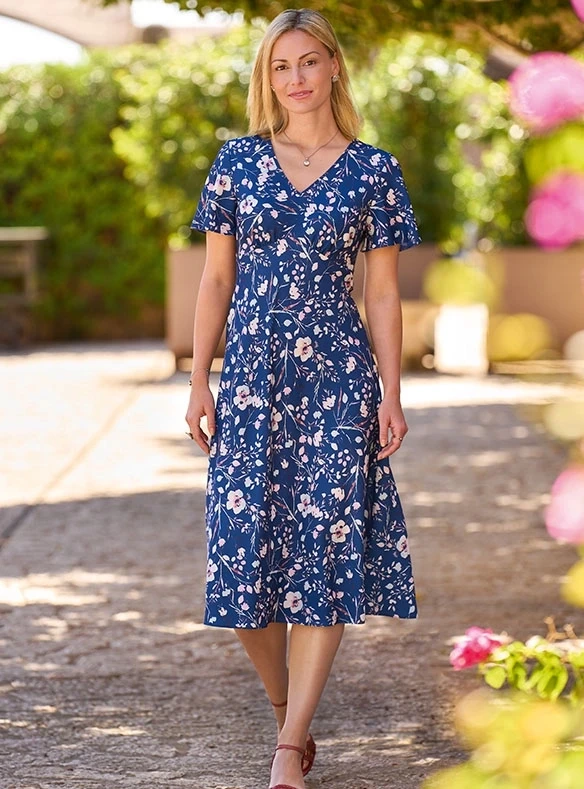 Robe chic en crêpe imprimé