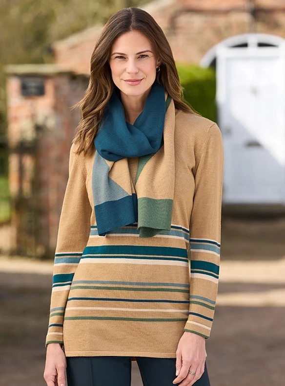 Pull tunique contemporain en mérinos