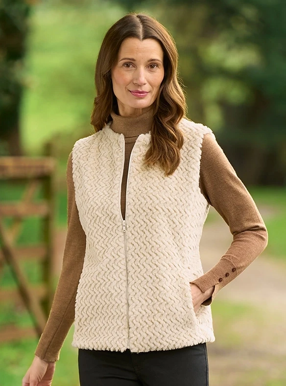 Gilet sans manches extra doux en fausse fourrure