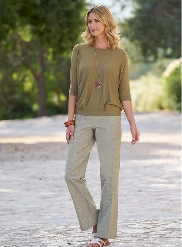 Pantalon doux en lin mélangé