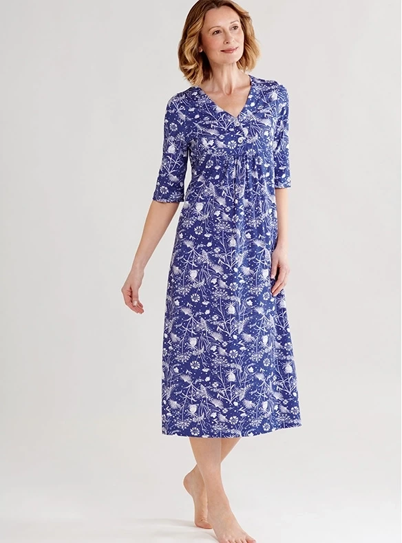 Chemise de nuit en jersey bleu nuit