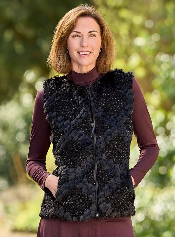 Gilet sans manches en fausse fourrure