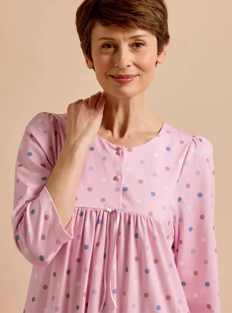 Chemise de nuit à pois en jersey