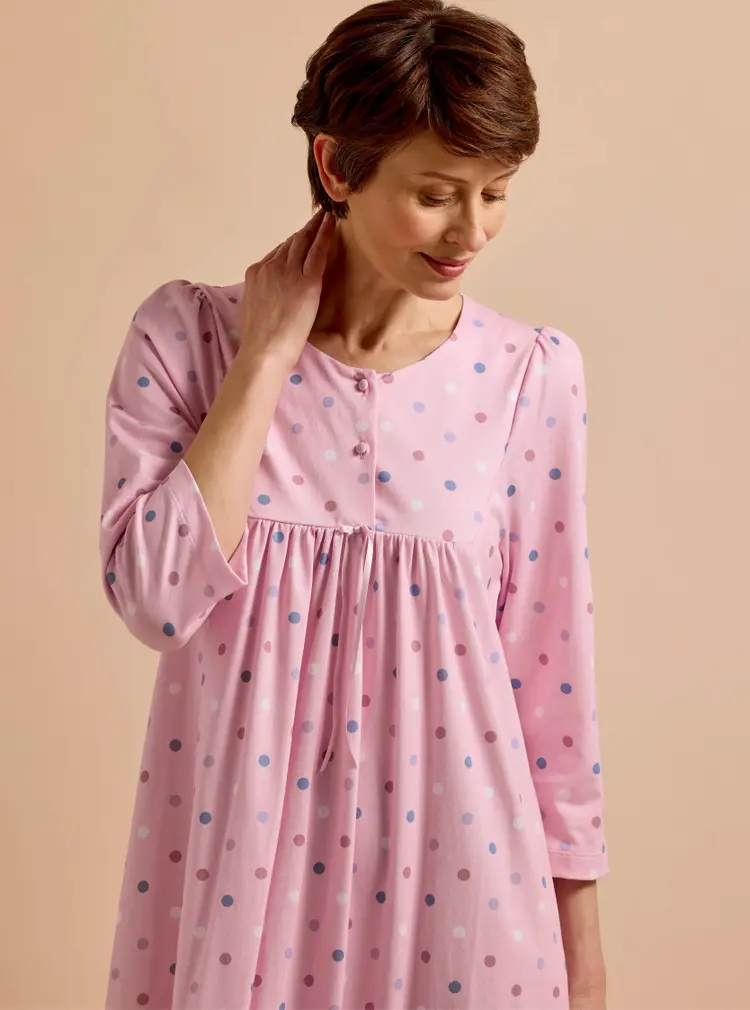 Chemise de nuit à pois en jersey