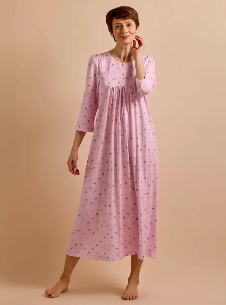 Chemise de nuit à pois en jersey