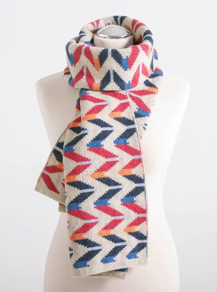 Écharpe à chevrons en laine d'agneau