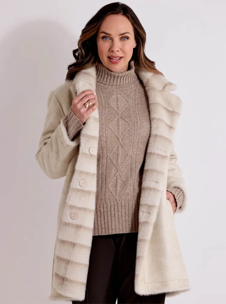 Manteau réversible en fausse fourrure