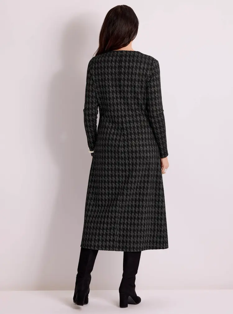 Robe en jacquard à motif pied-de-coq métallisé